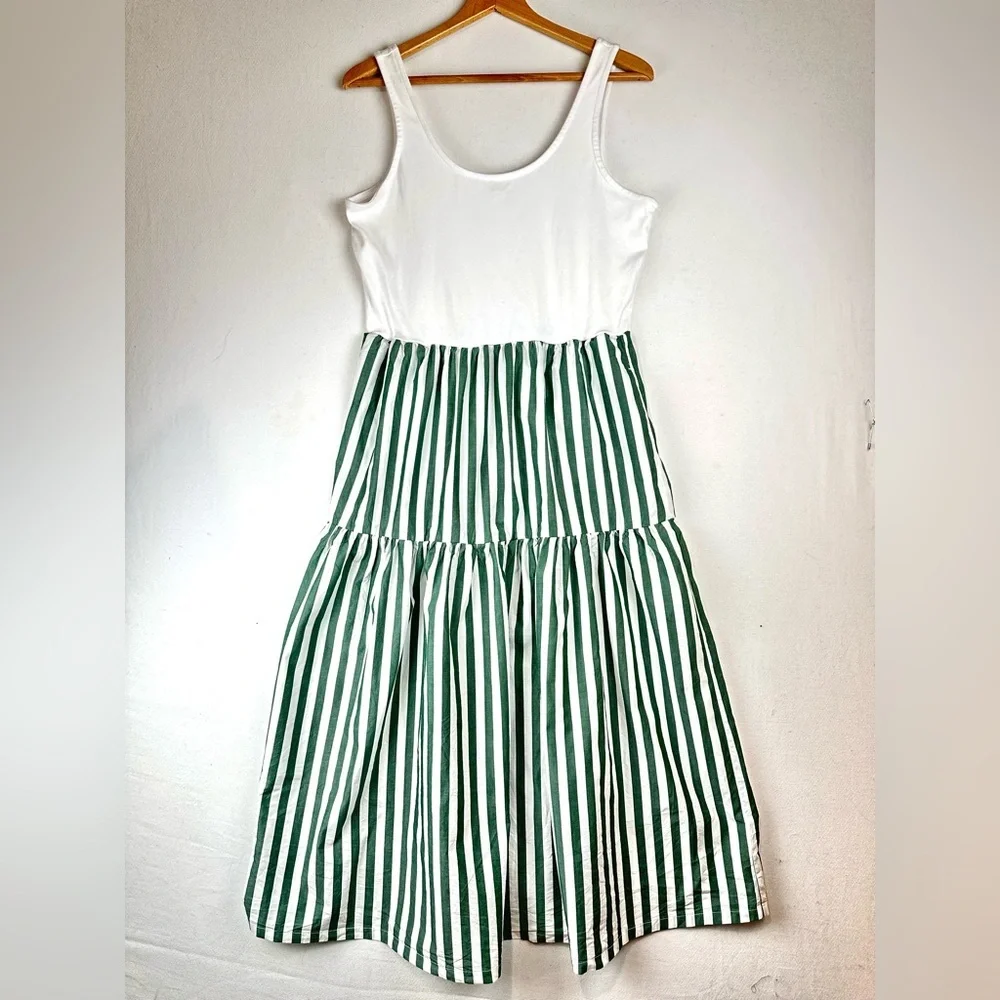 J Crew Mixy Striped Tiered Knit Midi Maxi Dress Beach Resort
